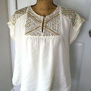 Jennifer Lopez Cream Blouse with Beading